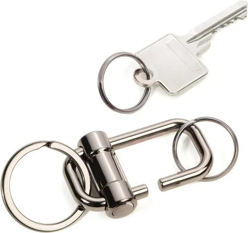 Vista 2 de TROIKA LLAVE DE 2 VÍAS KR22-09GM Llavero con 3 anillos para llaves en 2 tamaños Cierre deslizante para facilitar la organización de las llaves