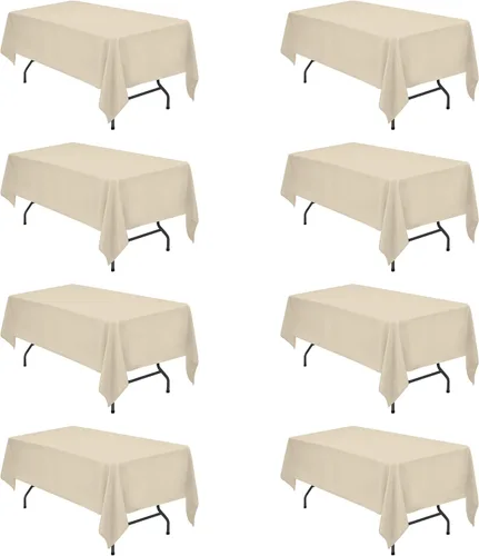 Vista 48 de BRILLMAX - Manteles para mesa rectangular de 6 pies, tela de lino de poliéster, lavable, para boda, recepción, banquete, fiesta de cumpleaños, 60 x