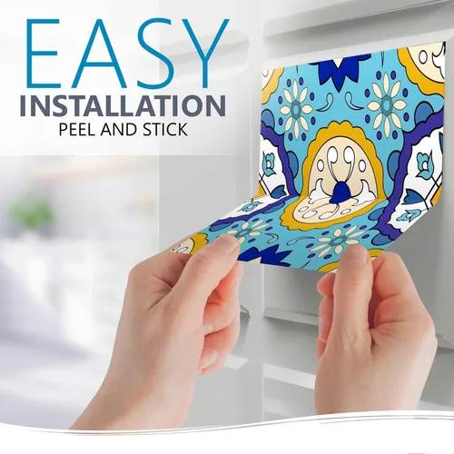 Vista 6 de Juego de 24 calcomanías para azulejos de salpicaduras, auténticos azulejos tradicionales de Talavera, calcomanías para azulejos de baño y cocina