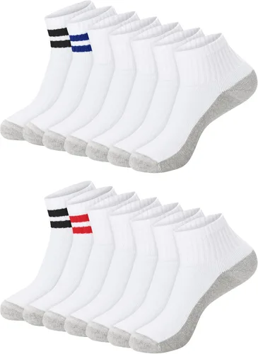 Vista 18 de Hanes - Calcetines para hombre, calcetines X-Temp acolchados de corte bajo, paquete de 12 Negro - Paquete de 12