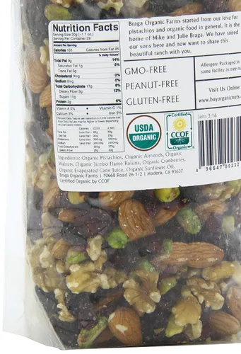 Vista 3 de Braga Organic Farms Mezcla de frutos secos, 2 libras