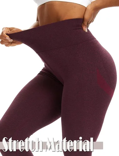 Vista 7 de SEASUM, Leggings de cintura alta con contorno de sonrisa, sin costuras, para entrenamiento, gimnasio, Yoga. Pantalones deportivos