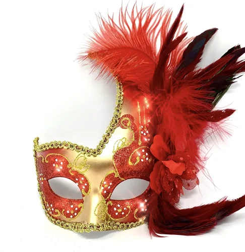 Vista 9 de Máscara de plumas venecianas para mujer, disfraz de Halloween, Mardi Gras, cosplay, fiesta de boda