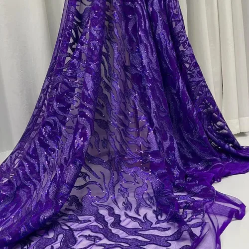 Vista 7 de Mahacraft - Elegante malla de encaje de tul francés con lentejuelas africanas para fiesta de boda nigeriana costura tela de encaje de tul africano