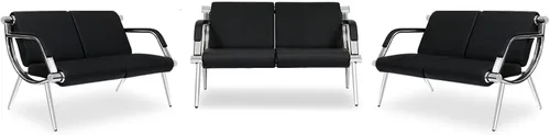 Vista 12 de kinbor Silla de invitados para sala de espera, silla de recepción de oficina de cuero PU, negro