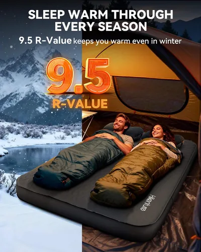 Vista 5 de Hikenture Colchoneta de dormir autoinflable de 4 pulgadas de grosor, colchón de espuma y aire para campamento, tapete de dormir aislado de valor R
