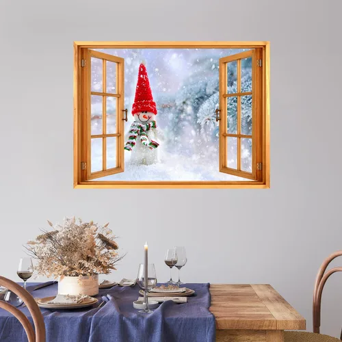 Vista 42 de wall26 Adhesivo de Pared Papá Noel Llevando Regalos Ventana Abierta Mural, No Se Despega y No Se Pega, Papel Tapiz No Tejido Decorativo