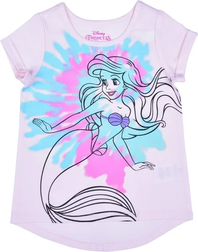 Vista 2 de Disney Little Mermaid Ariel - Conjunto de camisa de manga corta y pantalones de leggings para niñas pequeñas y niños pequeños rosaazul