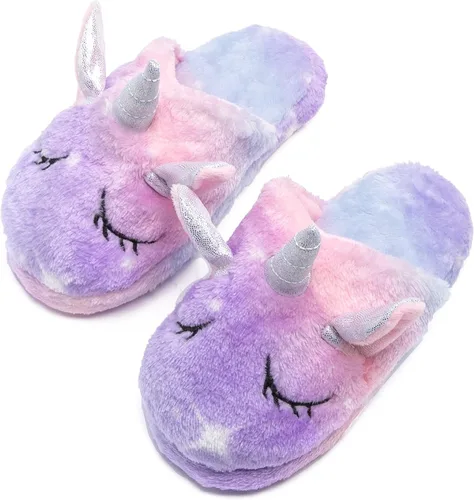 Vista 6 de Bata suave con capucha de unicornio y pantuflas a juego, diadema y venda para los ojos para niñas