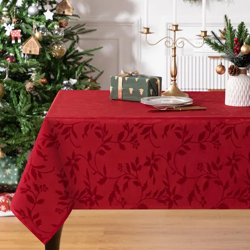 Vista 8 de joybest Mantel de Navidad rectangular de 60 x 84 pulgadas, mantel elegante de jacquard navideño de tela de poliéster para decoración de Navidad
