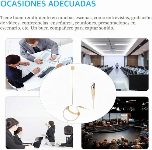 Vista 5 de Micrófono de auriculares para la cabeza de un solo auricular sobre la oreja micrófono condensador colgante compatible con el sistema inalámbrico