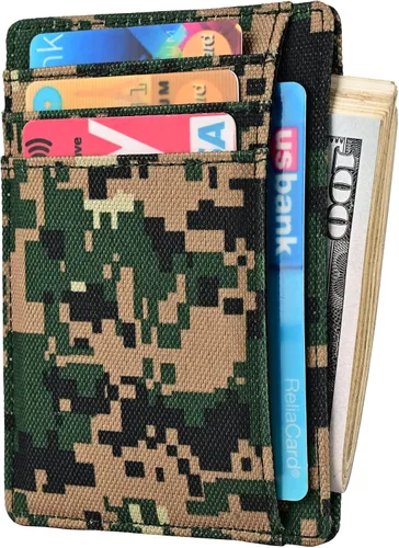 Vista 6 de Kinzd Cartera delgada y minimalista de cuero RFID con bolsillo frontal para hombre