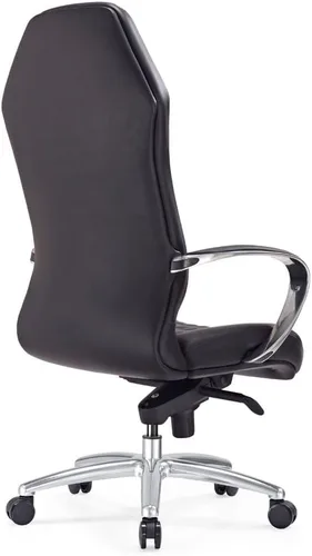 Vista 7 de ZURI Muebles - Silla ejecutiva ergonómica de cuero genuino con base de aluminio, color negro