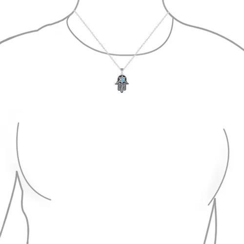 Vista 3 de Traditional Magen Judaica Hanukkah Star of David Necklace Cleat Black Blue CZ, 14K Gold Plated .925 Silver Pendant for Women & Teens