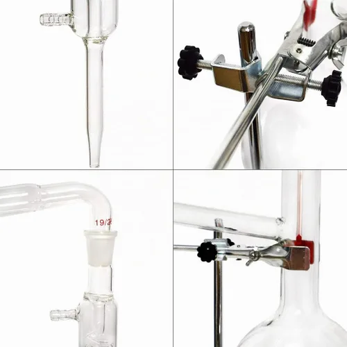Vista 8 de Aparato de destilación de vidrio 1000ML Aparato de destilación de extracción de aceite esencial Kit de cristalería de laboratorio Kit de destilador