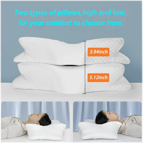 Vista 4 de Almohada ergonómica de espuma viscoelástica de rebote lento de cuatro lados, almohada cervical de apoyo para el cuello para personas que duermen