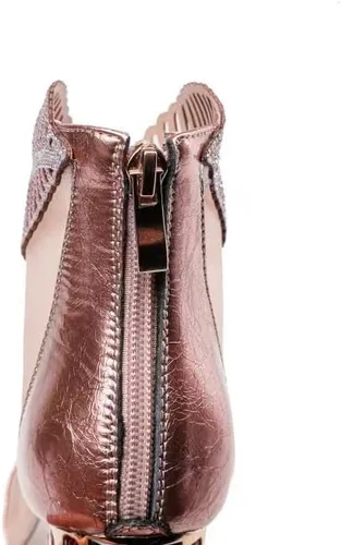 Vista 3 de IMPREMEY Women's Rhinestone High Heels, Leather Mesh Pointed Toe Glittering Jewel Back Zipper Summer Ankle Boots
