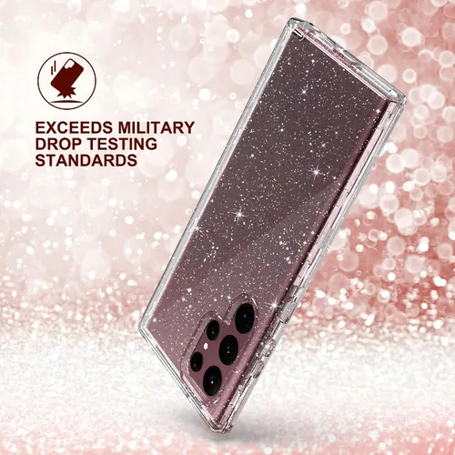 Vista 6 de ULAK Funda resistente compatible con Galaxy S22 Ultra 5G, purpurina transparente Funda transparente a prueba de golpes para Galaxy S22 Ultra 5G