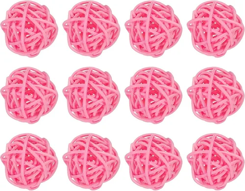 Vista 10 de MECCANIXITY 20 bolas decorativas de mimbre de ratán de 1.2 pulgadas para rellenos de jarrones, bodas, jardines, fiestas de pasillo, color negro