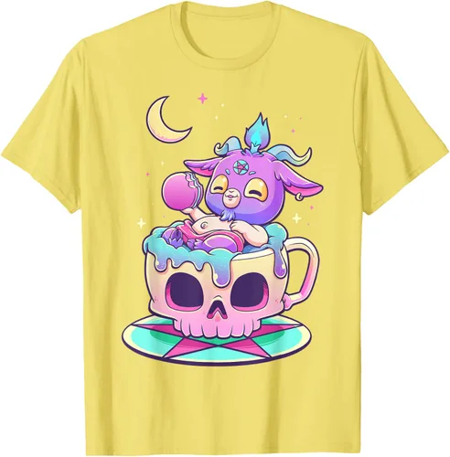 Vista 78 de Kawaii Pastel Goth Cute espeluznante Pentáculo Baphomet - Camiseta de cabra, Negro