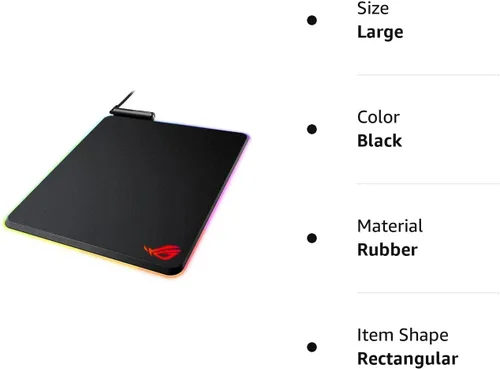Vista 6 de ASUS ROG Balteus - Alfombrilla de mouse RGB para juegos - Puerto USB Iluminación RGB Aura Sync Superficie dura microtexturizada optimizada