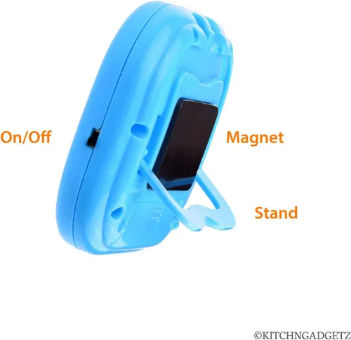 Vista 4 de Reloj despertador digital de cocina con temporizador de cuenta regresiva, juego de 2, azul fresco y verde, pantalla LCD grande, botones para minutos