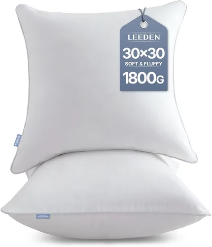 Vista 13 de Leeden - Juego de 2 rellenos de almohada de 30 x 50 cm, insertos de cojín con funda de 100% algodón, insertos rectangulares decorativos para sofá