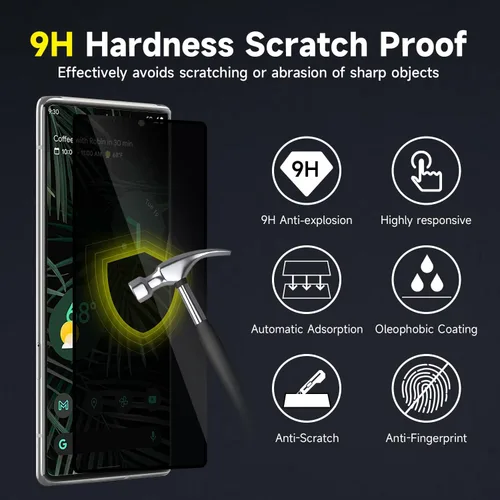 Vista 3 de YWXTW Paquete de 2 protectores de pantalla de privacidad para Google Pixel 6 Pro, protector de pantalla de vidrio templado de dureza 9H para Google