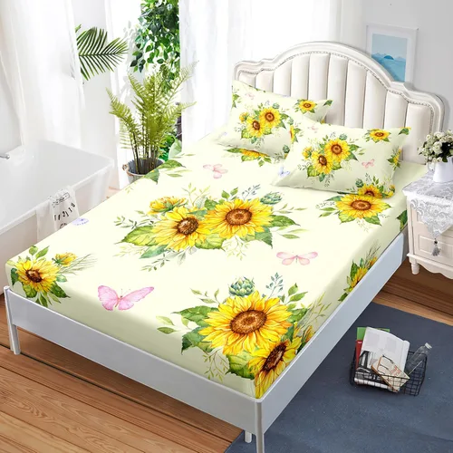 Vista 25 de Nttopship Sábanas y fundas de almohada florales bohemias, sábana bajera ajustable de microfibra suave, bolsillos profundos, decoración