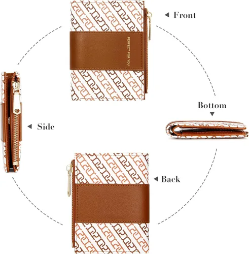 Vista 5 de OIDERY Cartera pequeña con tarjetero para mujer, billetera compacta plegable con ventana de identificación, cartera para mujer con cremallera