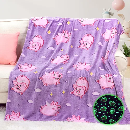Vista 28 de MIBOI Manta de dinosaurio que brilla en la oscuridad para niños, manta Manta Glow Dino