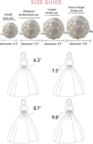 Vista 8 de Ramo de Boda Nupcial Rosa Rubor y Marfil con Broche Dorado Brillante con Diamantes de Imitación para Novia Dama de Honor Quinceañera Ramo de Flores