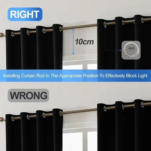 Vista 6 de Cortinas 100% opacas para dormitorio, cortinas opacas de 63 pulgadas de largo, cortinas opacas de lino para sala de estar, cortinas con ojales