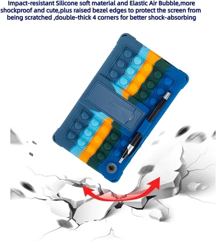 Vista 2 de Funda de silicona para tablet con soporte, correa para el hombro, lápiz capacitivo, funda suave compatible con Lenovo Tab One/K9 de 8.7 pulgadas