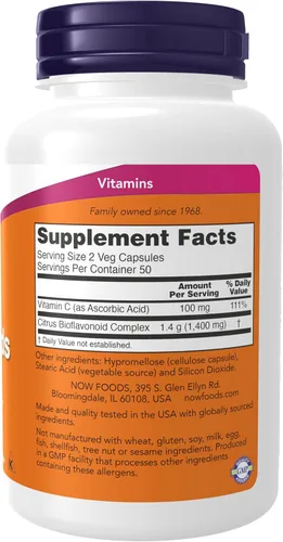 Vista 2 de Now Supplements, Citrus Bioflavonoids 700 mg, apoya el sistema inmunológico*, defensa celular*, 100 cápsulas (paquete de 2)