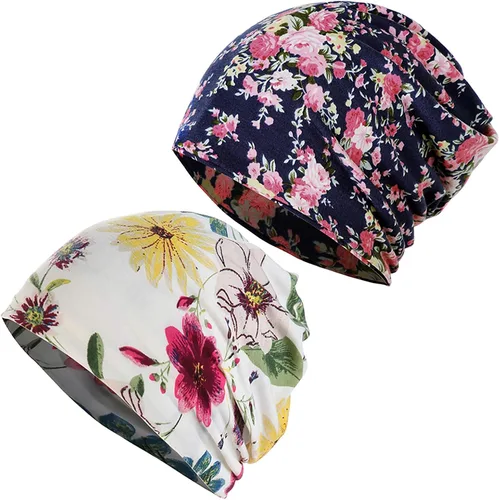 Vista 50 de JarseHera Gorro holgado de mujer con encaje de algodón, gorros para quimioterapia, gorros para el cáncer, turbante