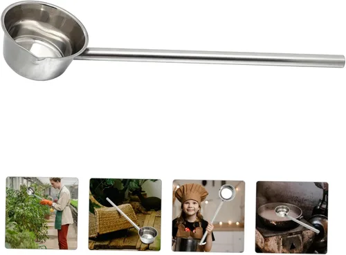 Vista 7 de UPKOCH Cucharón de agua de mango largo de acero inoxidable Cuchara de sopa Cuchara multiusos para riego de cocina y jardín