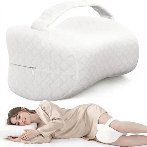 Vista 8 de Almohada de rodilla para dormir de lado, almohada de espuma viscoelástica de apoyo para las piernas para dormir de lado con correa elástica