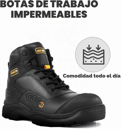 Vista 2 de Jacata Waterproof Leather Soft/Steel Toe Work Boots For Men,Heavy Duty 6Inch Oil/Slip Resistant Rubber Outsole Comfortable Construction Industrial