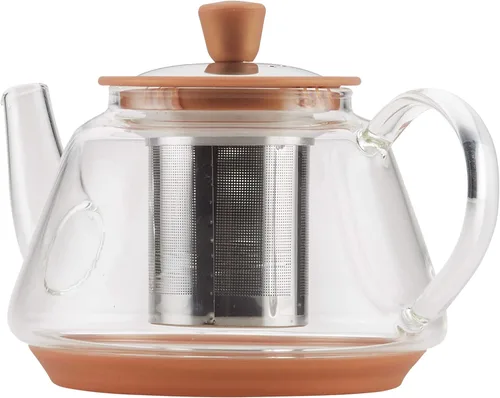 Vista 4 de BonJour Tetera de borosilicato de cobre, 1 pieza, vidrio con detalles metálicos