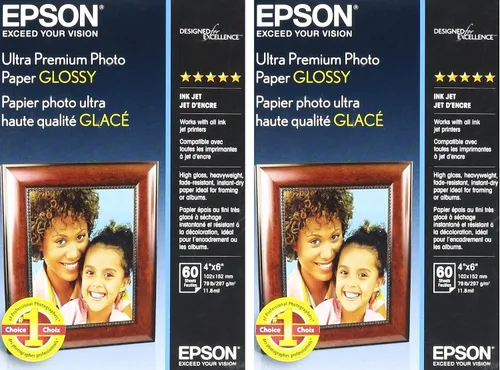 Vista 6 de EPSON Papel fotográfico ultra premium brillante de 60 hojas 4x6
