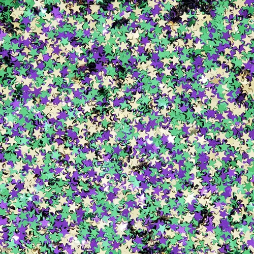 Vista 6 de Mardi Gras Confeti Flor de Lis, Máscara de Arlequín Estrella 1/4" – Paquete de 3 (1.5 oz) #3032