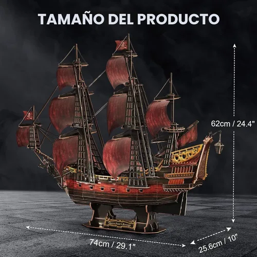 Vista 7 de CubicFun Rompecabezas 3D para adultos y niños, la venganza de la reina roja Anne's Revenge, 391 piezas, decoración del hogar, arte y manualidades