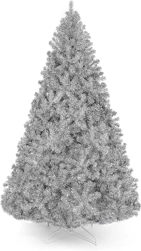 Vista 5 de Perfect Holiday Árbol de oropel dorado metálico de 6 pies 1000 puntas, diámetro 41 pulgadas Soporte de metal blanco, PVC-6GD