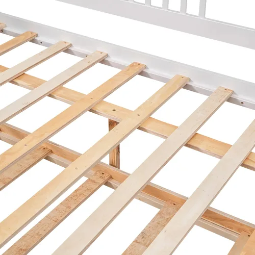 Vista 5 de Sofá cama de madera maciza, marco de sofá cama de madera completa, cama de madera con cama nido de tamaño individual, sofá cama con cabecero