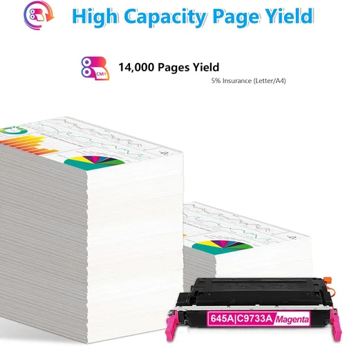 Vista 3 de Cartucho de tóner magenta 645A (paquete de 1) Reemplazo para HP 645A Magenta Toner compatible con impresora Color Laser 5550 5550n 5550dn 5550dtn
