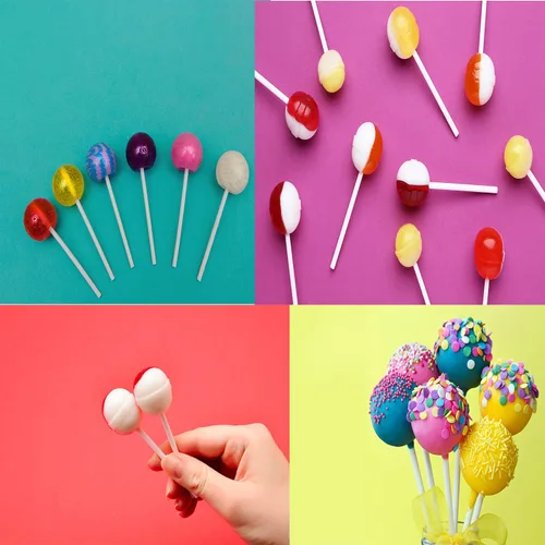 Vista 6 de Palitos de piruleta blancos de 4 pulgadas para dulces caseros, postres, 200 piezas