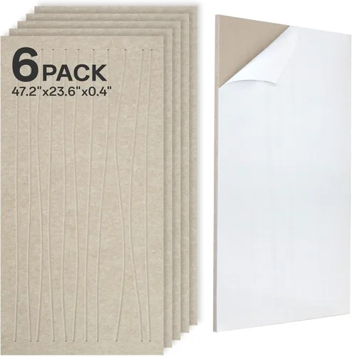 Vista 18 de Paquete de 4 paneles de pared acústicos de doble capa grandes autoadhesivos, 47.2 x 23.6 x 0.71 pulgadas, panel de pared insonorizado, barrera