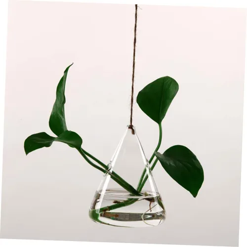 Vista 2 de UKCOCO 2 macetas geométricas colgantes de vidrio, recipientes de terrario hidropónicos triangulares para decoración de jardín