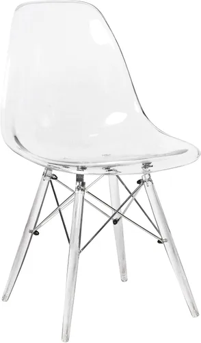 Vista 10 de LeisureMod Cresco - Silla de comedor moldeada moderna con base Eiffel cromada y patas de soporte acrílicas en forma de X, silla auxiliar ergonómica